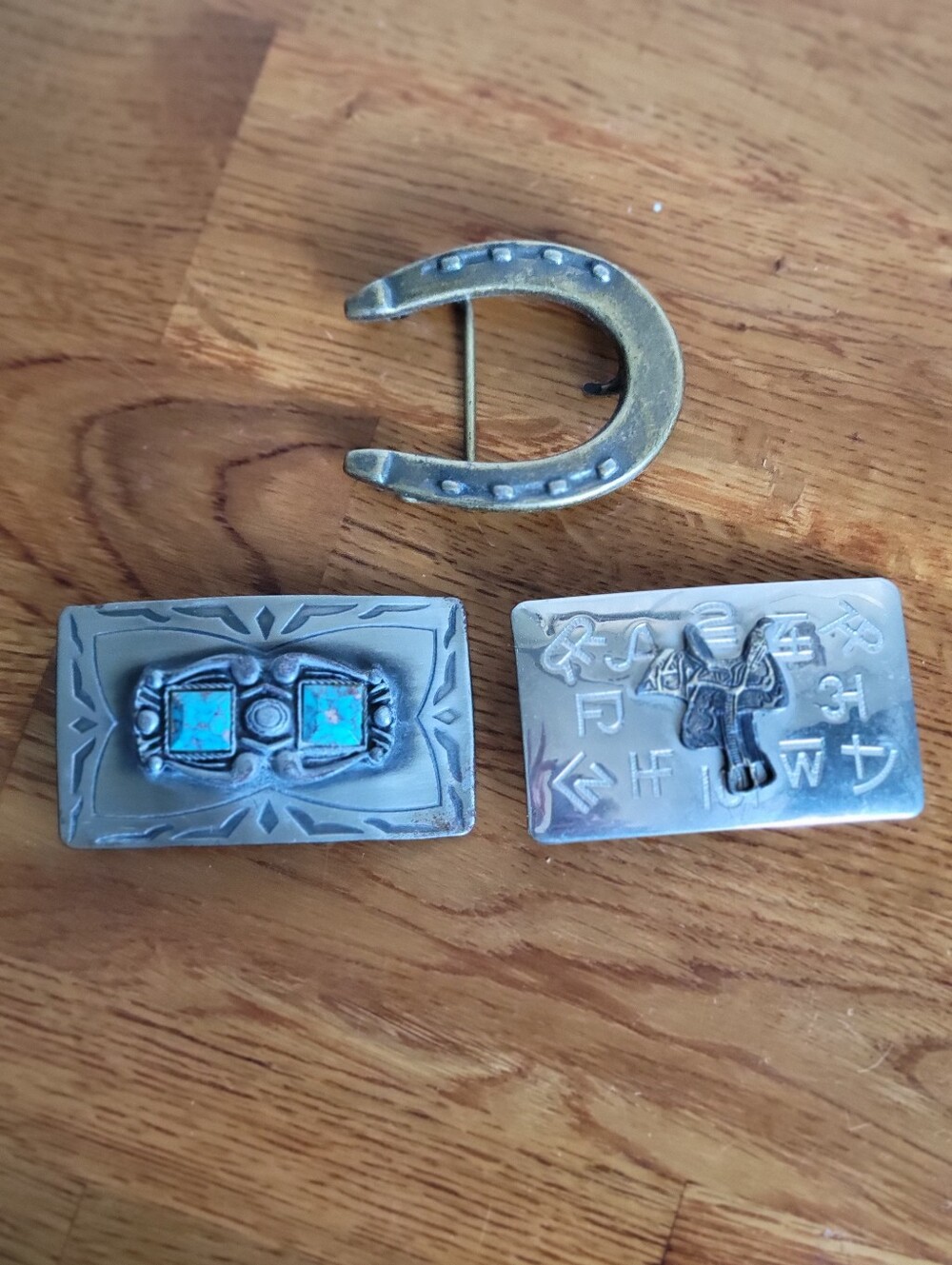 Vintage Men's Western-style Belt Buckles - Silver & Brass Tones